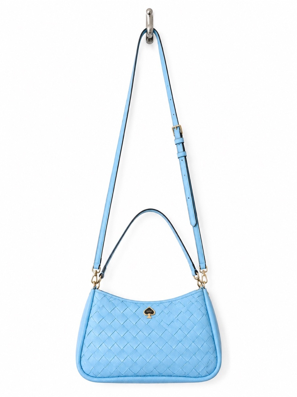 kate Spade small shoulder Blue Woven Leather Bag Gold Hardware KL026 Retail $399